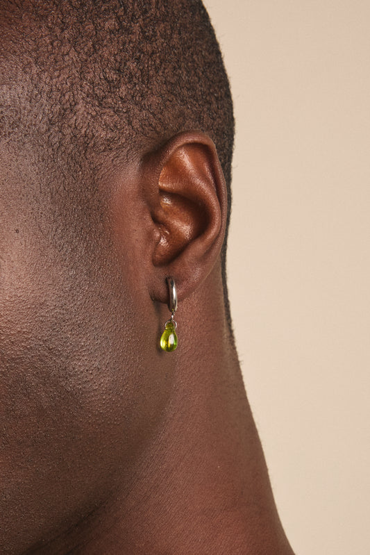 Mono Boucle Goutte verte irisée